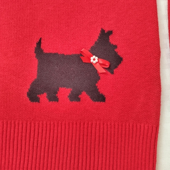Scottie Dog Pullover Sweater by Calligraphie Red Soft Poly Blend Size L - Picture 5 of 13